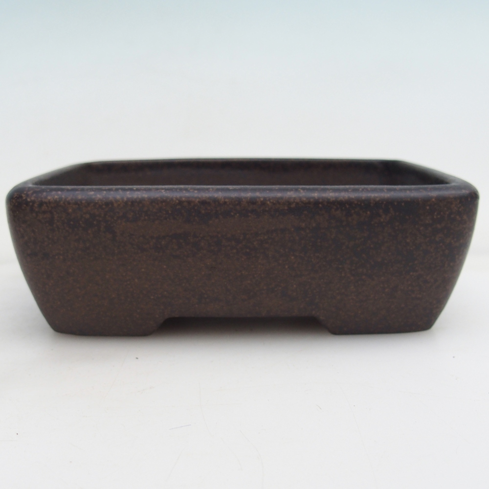 Bonsaischaal van keramiek 14 x 10 x 4,5 cm, kleur okerbruin
