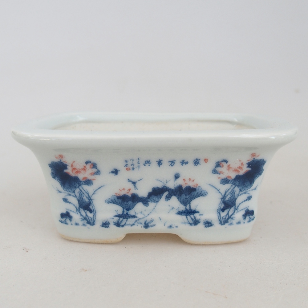 Mini bonsaischaal 10 x 7,5 x 4 cm, kleur wit