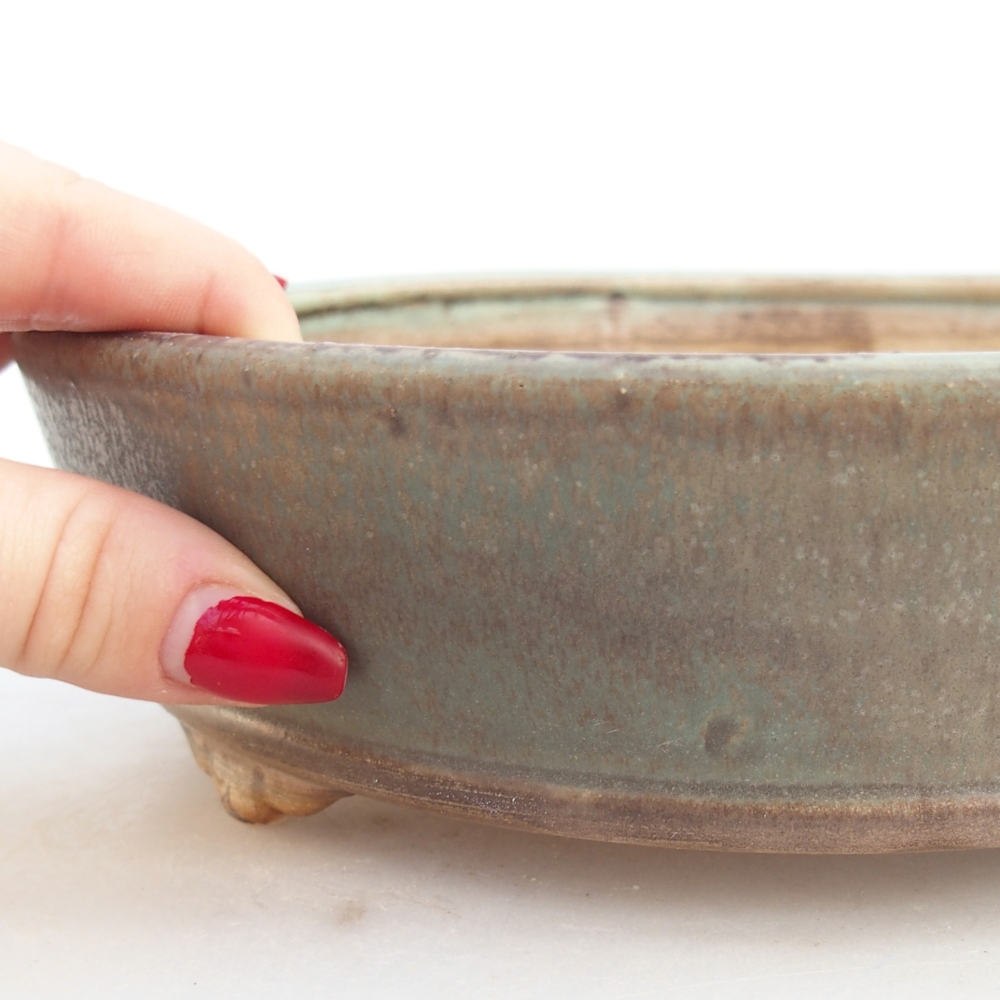 Bonsaischaal van keramiek 21,5 x 21,5 x 6 cm, groen