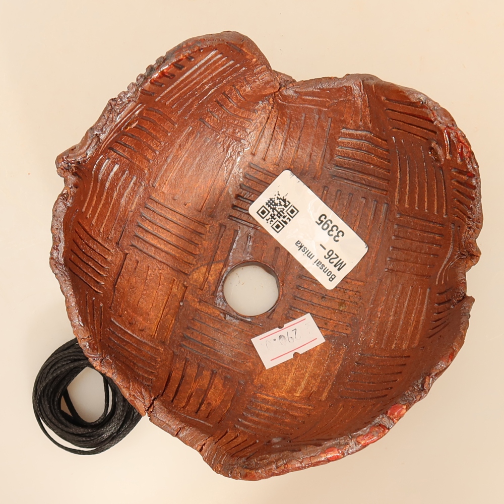 Keramische schaal voor Kokedama, 12,5 x 12 x 7,5 cm, kleur: bruin