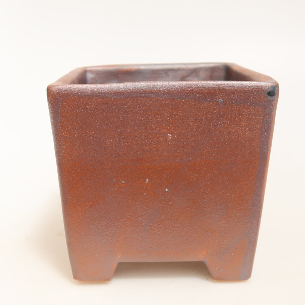 Keramische bonsaischaal 9 x 9 x 8,5 cm, metaalachtige kleur