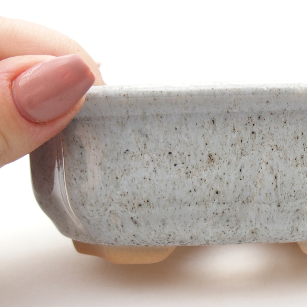 Bonsaischaal van keramiek 11,5 x 8,5 x 4 cm, kleur beige