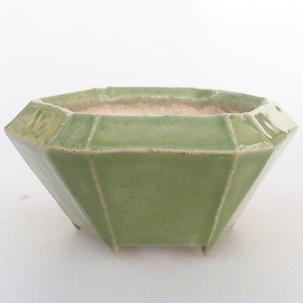 Bonsaischaal van keramiek 8,5 x 8 x 4 cm, groen
