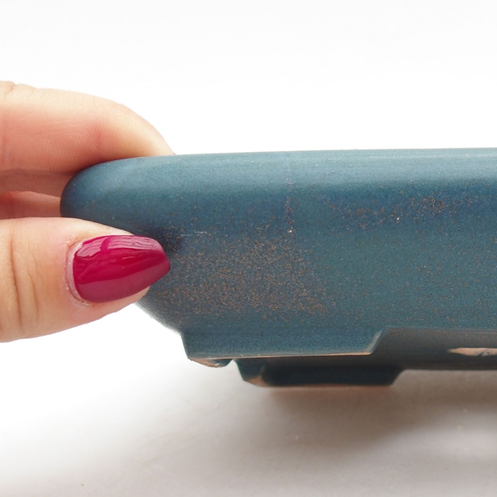 Bonsaischaal van keramiek 17 x 14 x 3,5 cm, kleur blauw