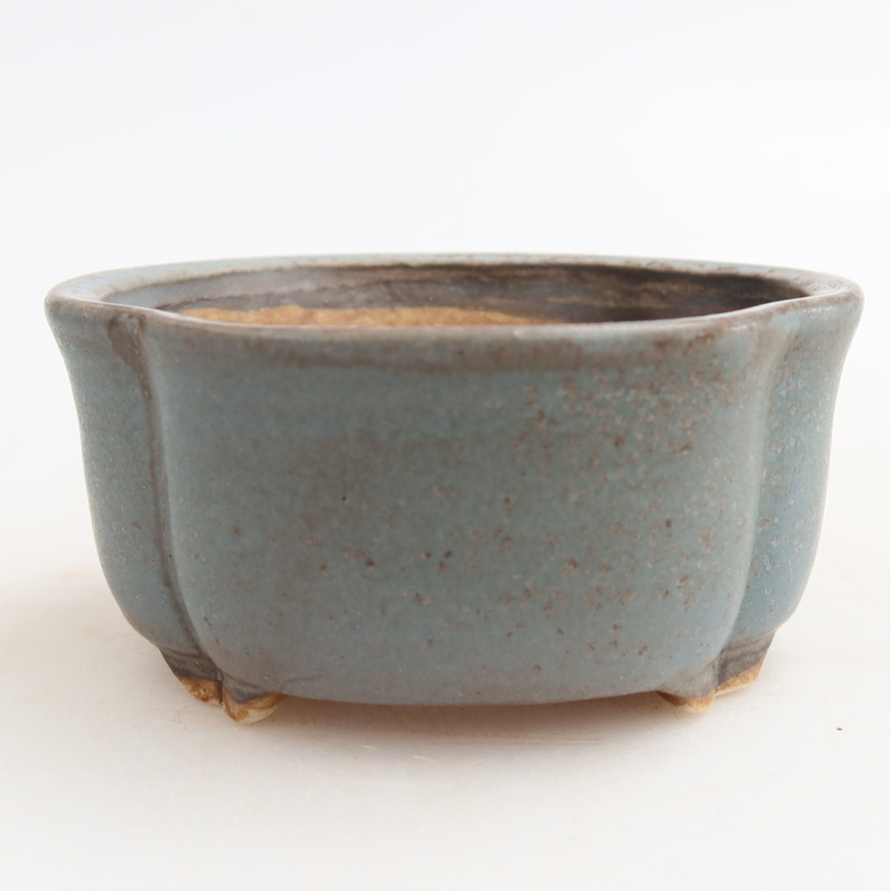 Keramische bonsaischaal 8 x 7,5 x 3,5 cm, kleur: blauw