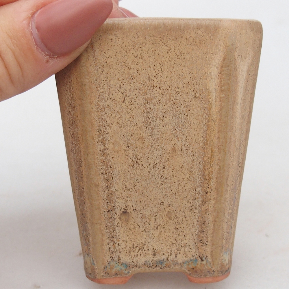 Bonsaischaal van keramiek 5,5 x 5,5 x 7 cm, kleur beige