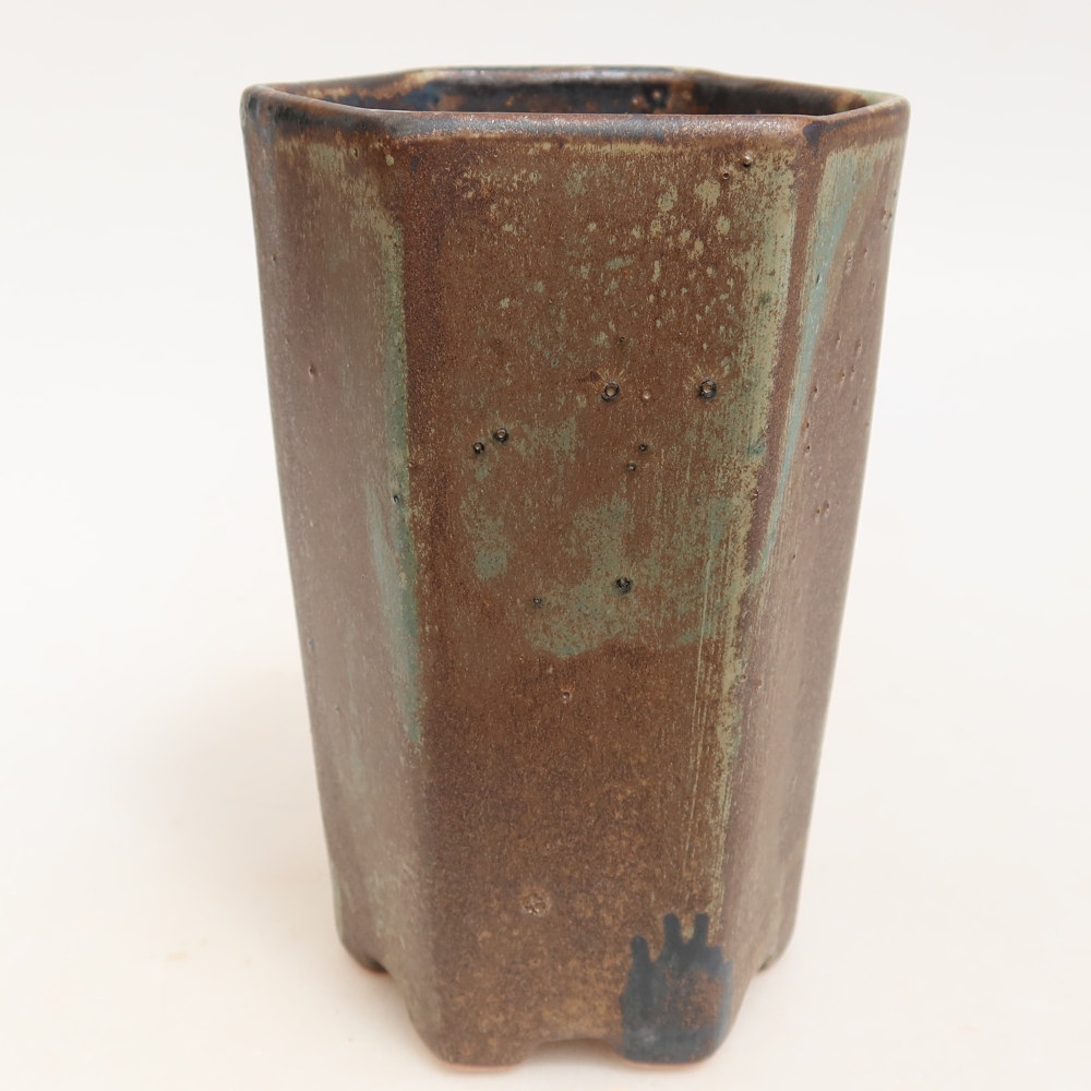 Keramische bonsaipot 9,5 x 8,5 x 14 cm, kleur bruin
