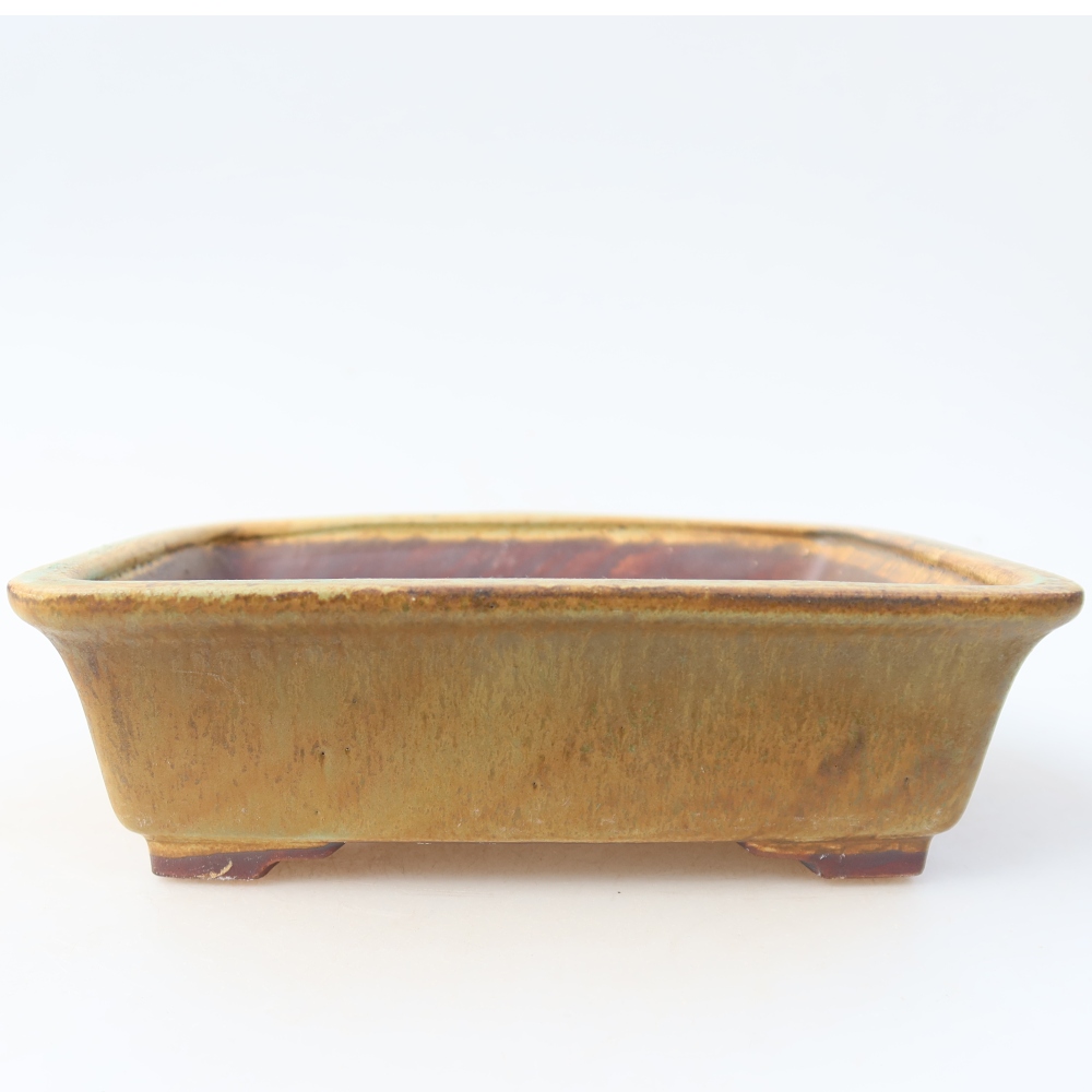 Bonsaischaal van keramiek 17,5 x 14,5 x 5 cm, groen