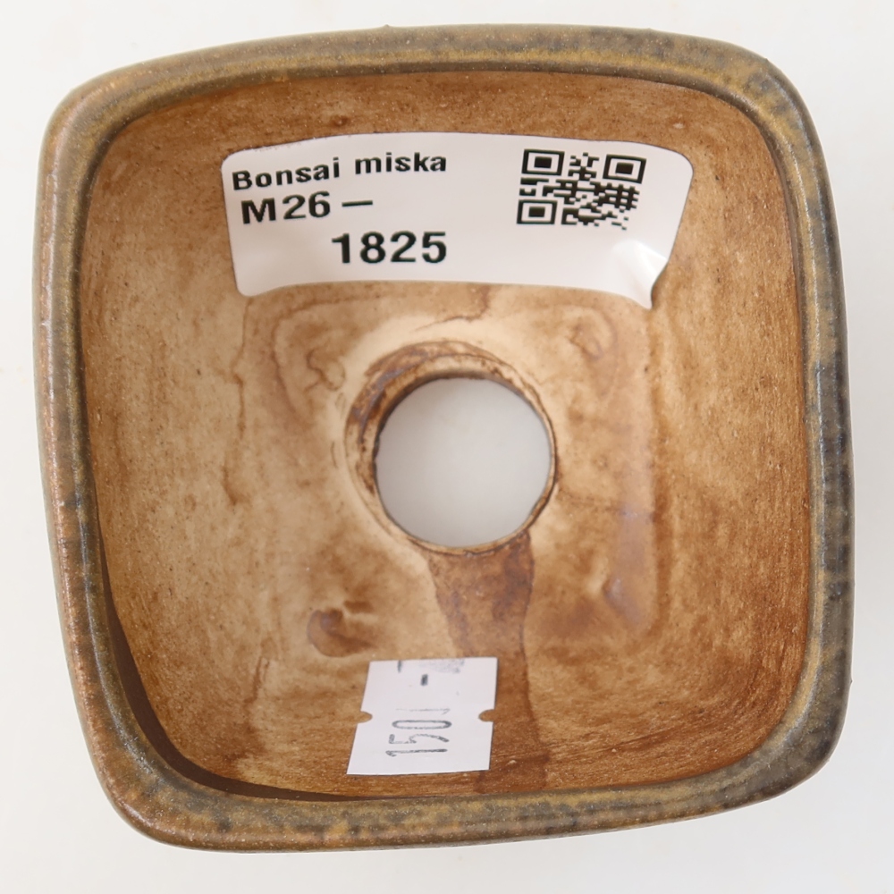 Bonsaischaal van keramiek 6 x 6 x 4 cm, bruin