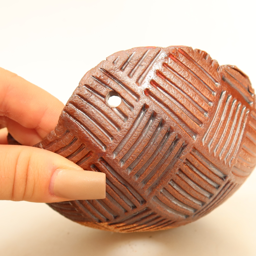 Keramische schaal voor Kokedama, 12,5 x 12 x 7,5 cm, kleur: bruin