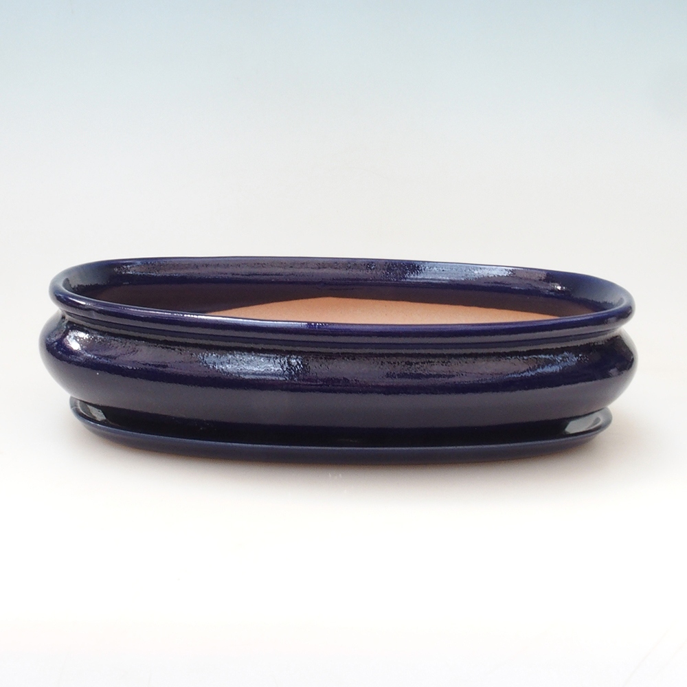 Bonsai kom + schotel H15 - 25,5x17,5x6 cm - blauw