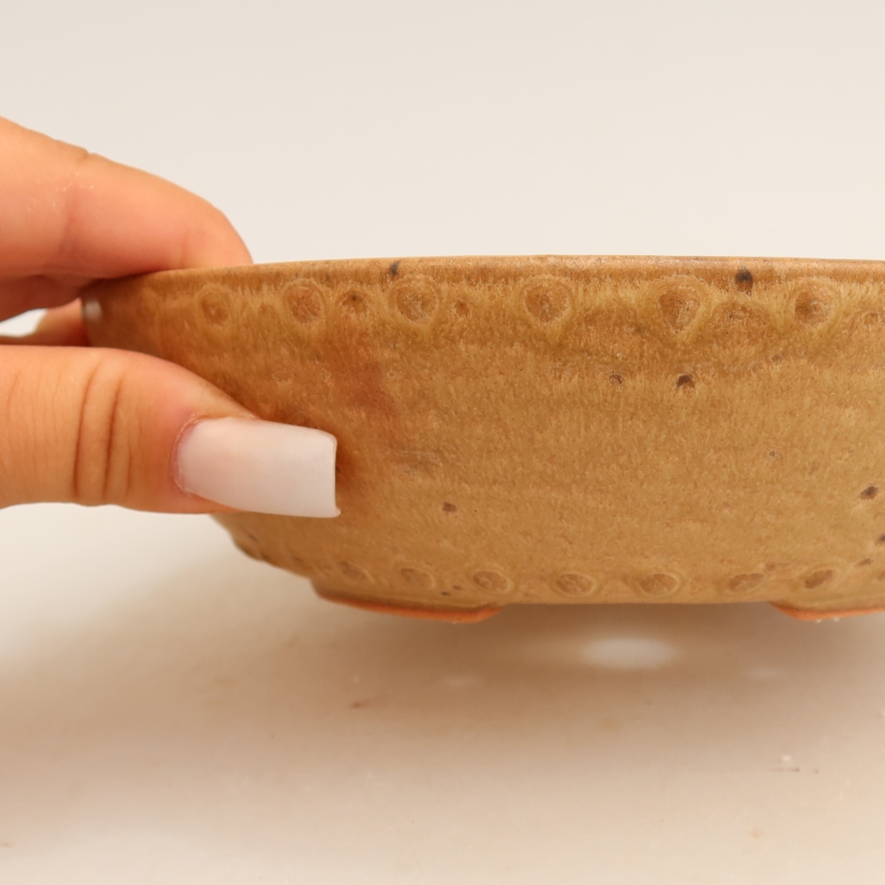 Keramische bonsaipot 17,5 x 17,5 x 4,5 cm, kleur beige