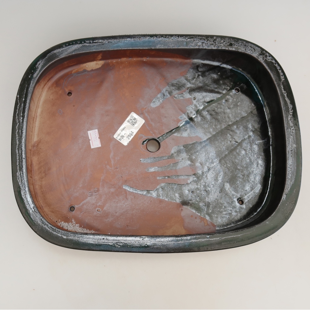 Keramische bonsaischaal 32 x 24,5 x 6,5 cm, kleur groen