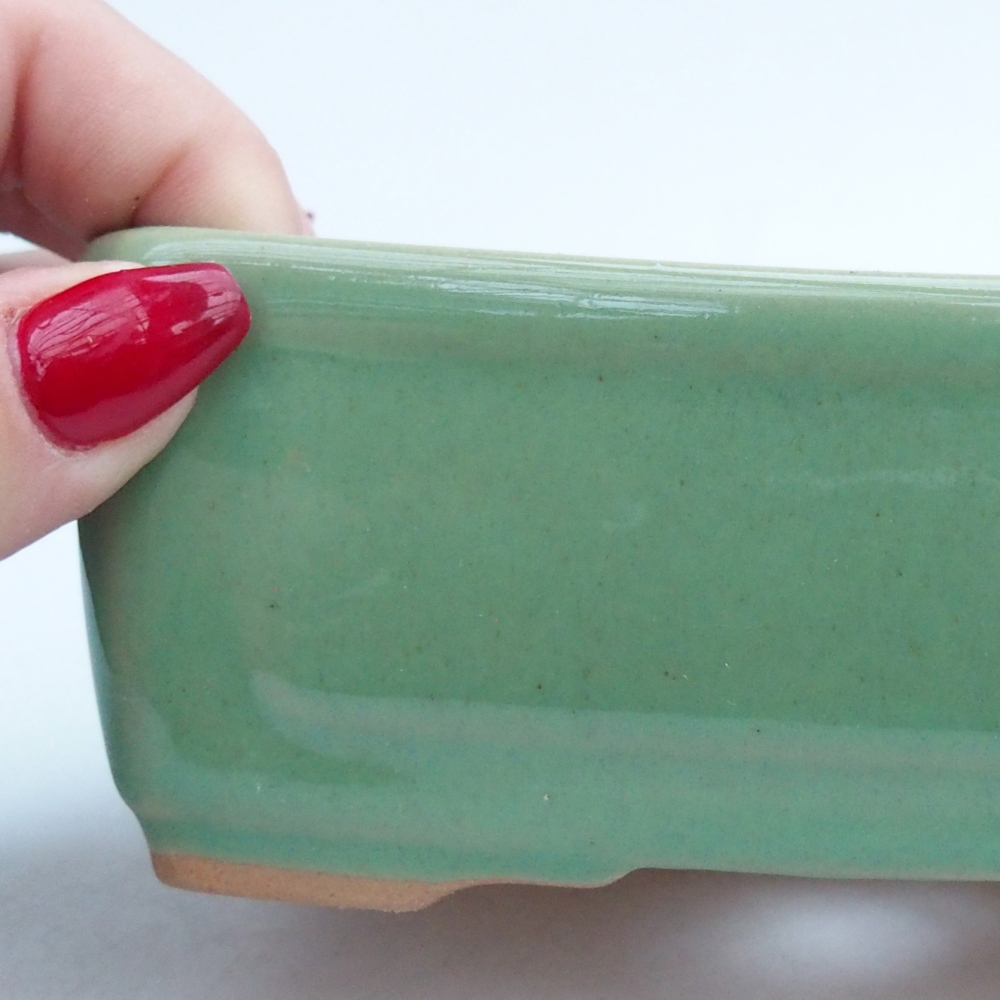 Bonsaischaal van keramiek 26 x 26 x 8 cm, kleur rood