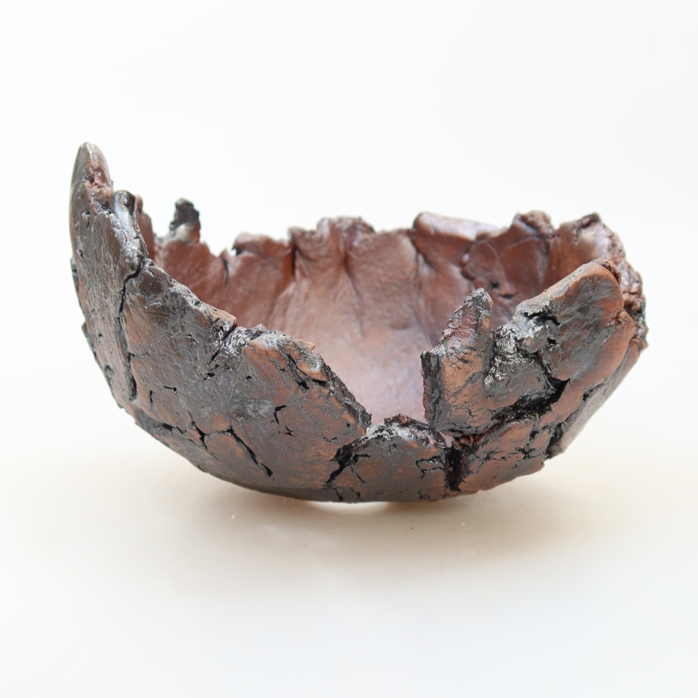 Keramische schaal 14,5 x 14 x 8,5 cm, kleur bruin