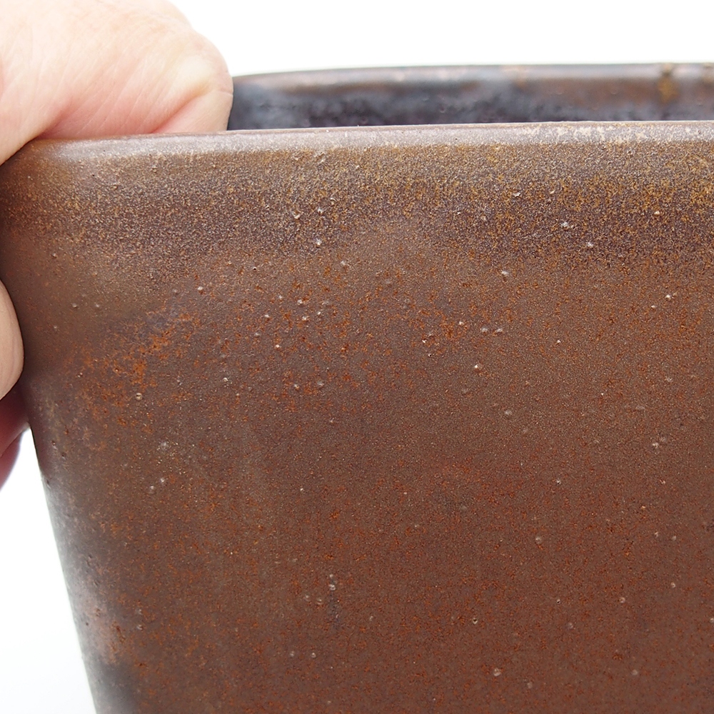 Bonsaischaal van keramiek 14 x 14 x 15 cm, bruin