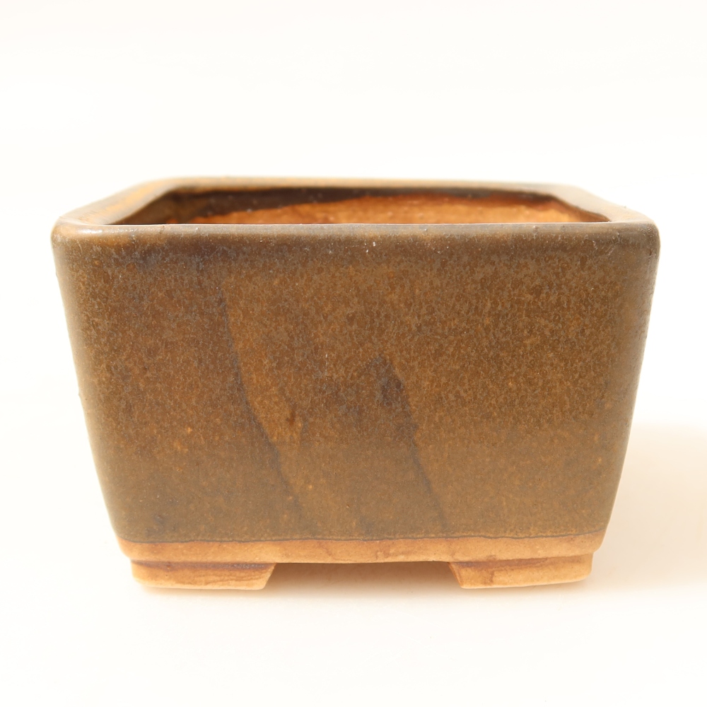 Bonsaischaal van keramiek 8,5 x 8,5 x 5,5 cm, bruin