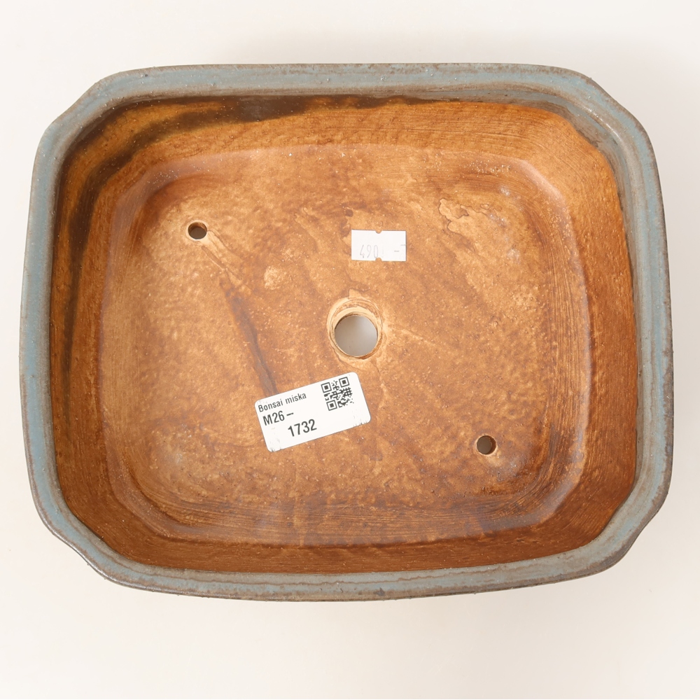 Keramische bonsaipot 21,5 x 18 x 6 cm, kleur: blauw