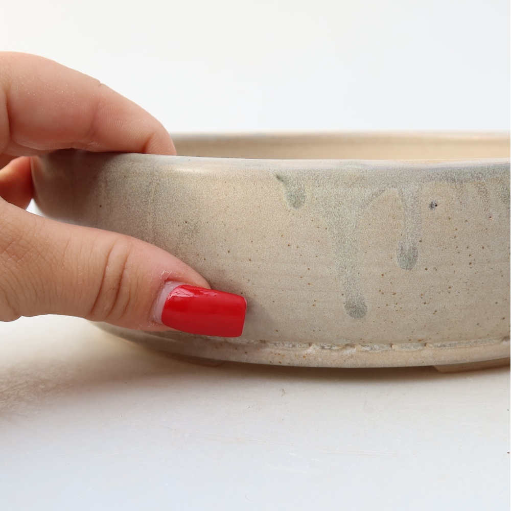 Bonsaischaal van keramiek 20 x 20 x 5,5 cm, kleur beige