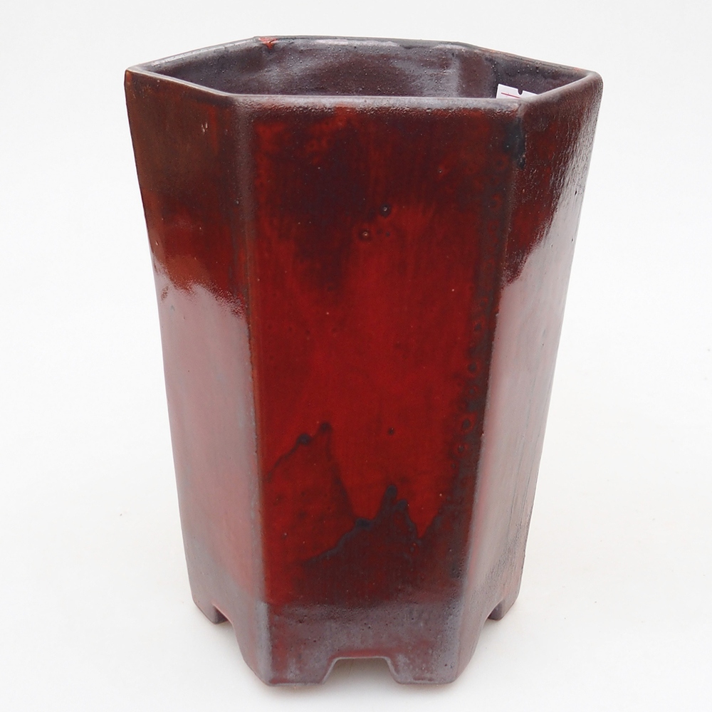 Bonsaischaal van keramiek 13 x 11,5 x 17 cm, kleur rood