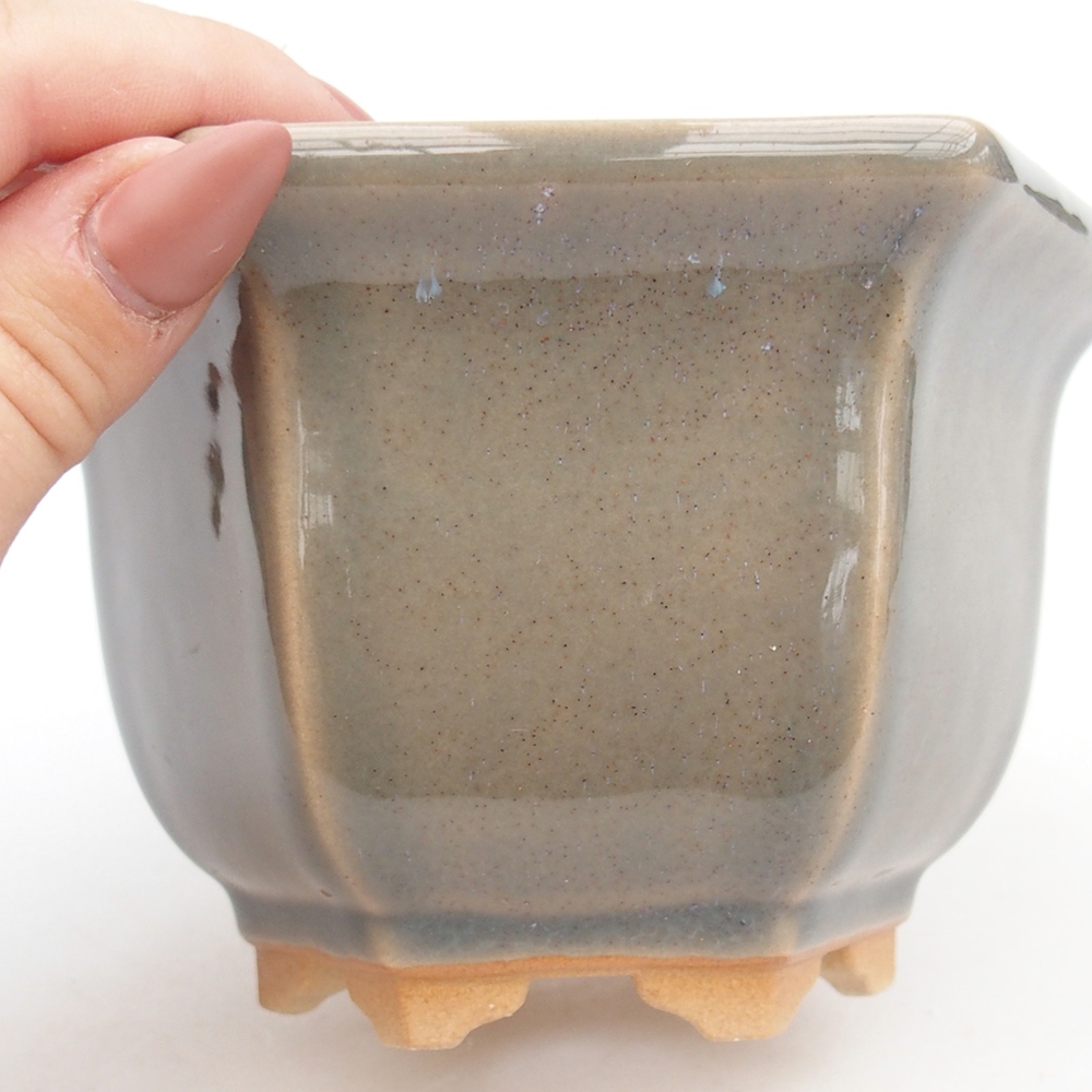 Bonsaischaal van keramiek 13 x 11,5 x 8 cm, grijs