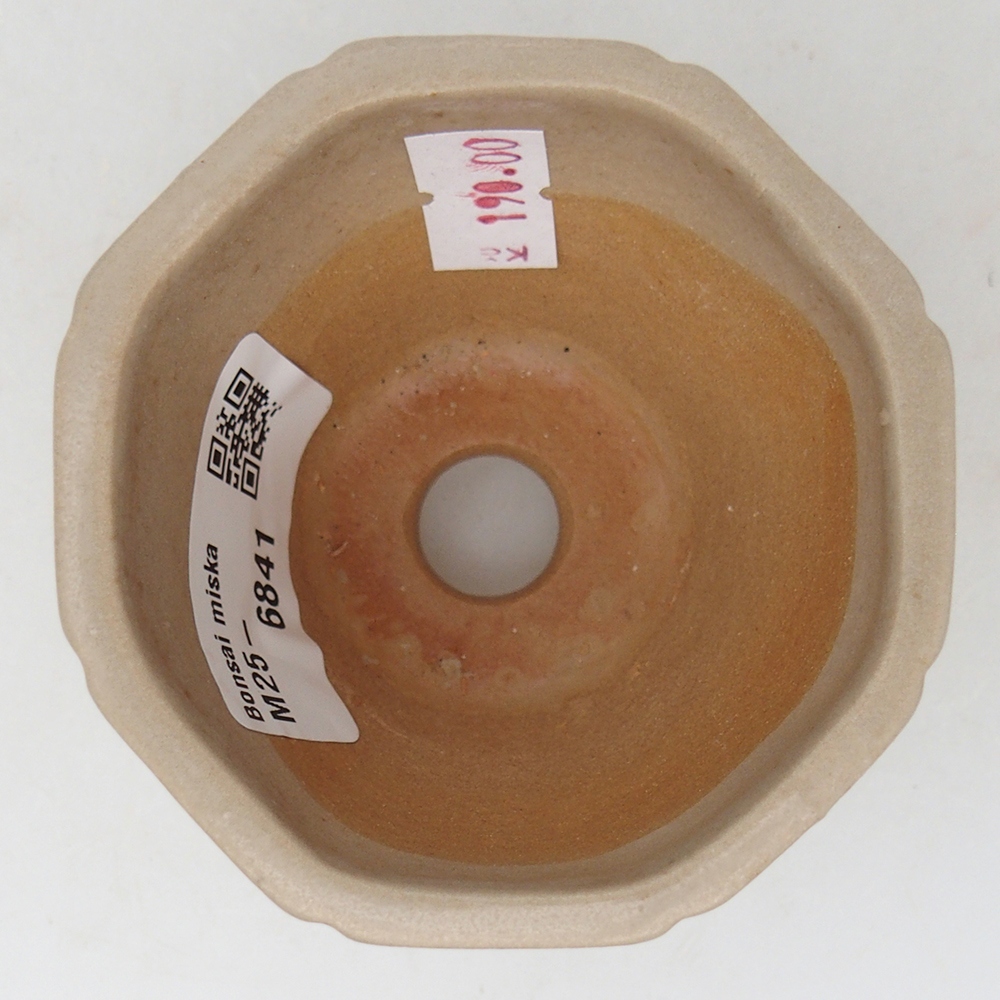Bonsaischaal van keramiek 7,5 x 7,5 x 6 cm, kleur beige