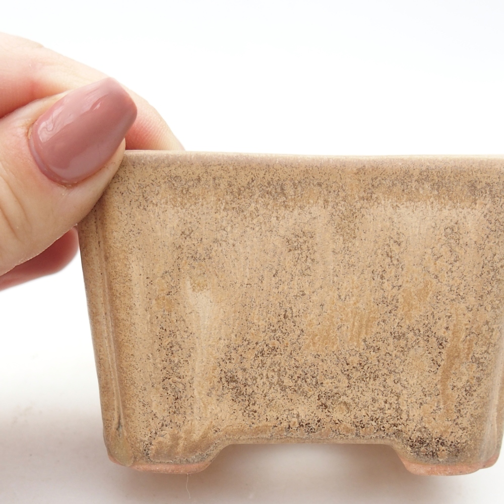 Bonsaischaal van keramiek 7,5 x 5,5 x 5 cm, kleur beige
