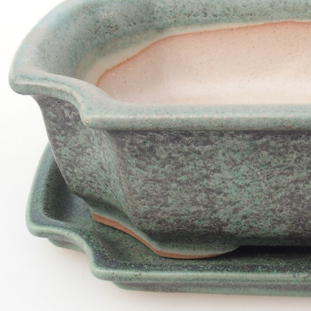 Bonsai kom + schotel H17 - 15 x 10 x 4 cm - groen