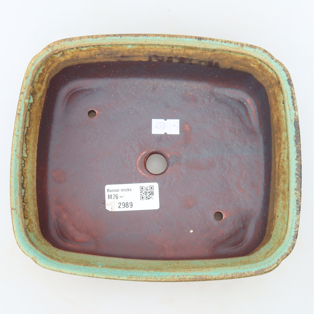 Keramische bonsaipot 20 x 17,5 x 6 cm, kleur: groen