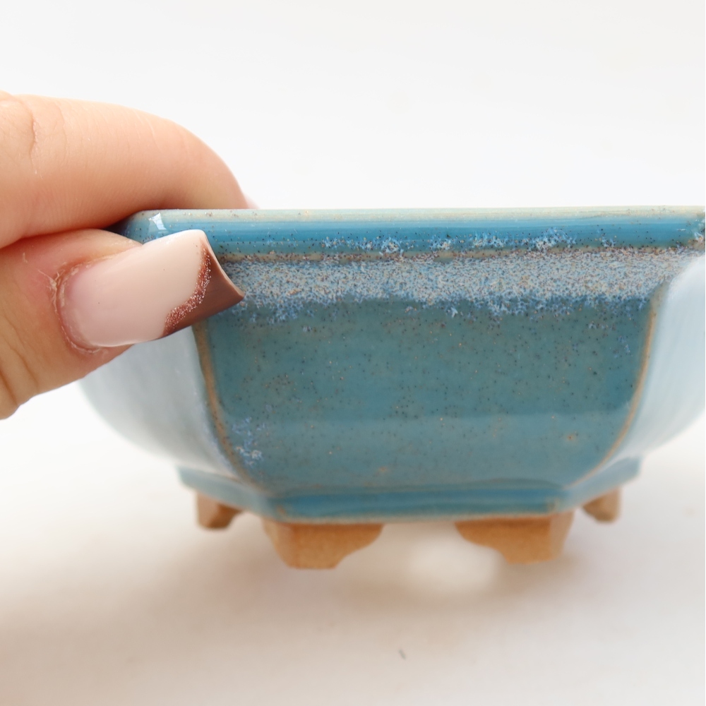 Bonsaischaal van keramiek 12 x 10,5 x 4,5 cm, kleur blauw
