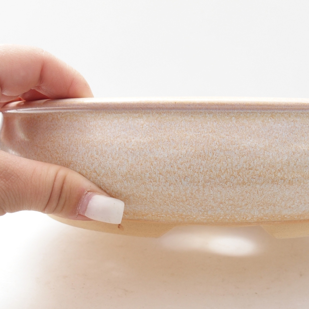 Bonsaischaal van keramiek 25,5 x 25,5 x 6 cm, kleur beige