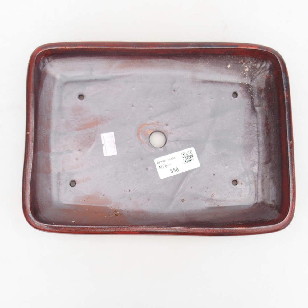 Bonsaischaal van keramiek 24 x 17,5 x 4 cm, kleur rood