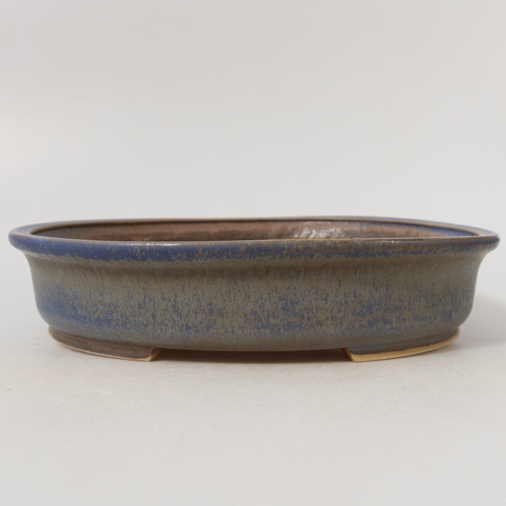 Bonsaischaal van keramiek 24 x 21 x 5 cm, kleur blauw