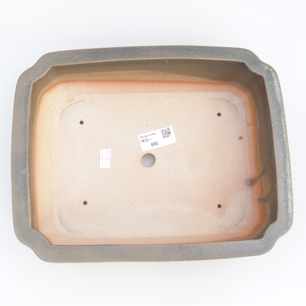 Bonsaischaal van keramiek 28 x 22,5 x 7 cm, groenbruin