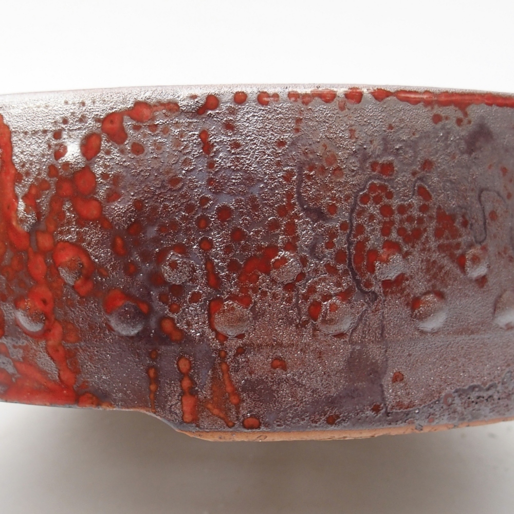 Bonsaischaal van keramiek 24,5 x 24,5 x 7 cm, kleur rood