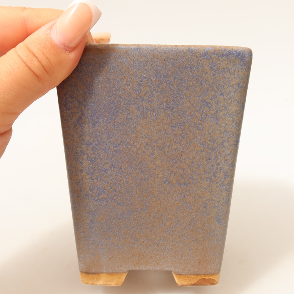 Bonsaischaal van keramiek 8,5 x 8,5 x 10,5 cm, kleur blauw