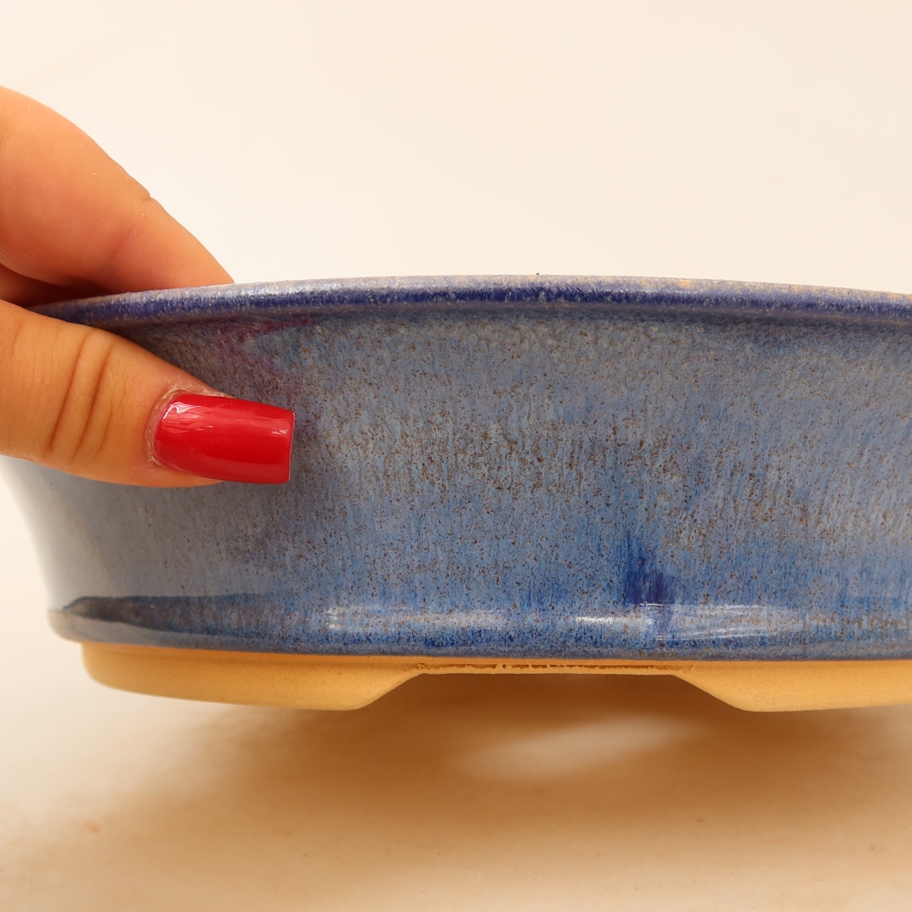 Keramische bonsaipot 25 x 25 x 6 cm, kleur: blauw