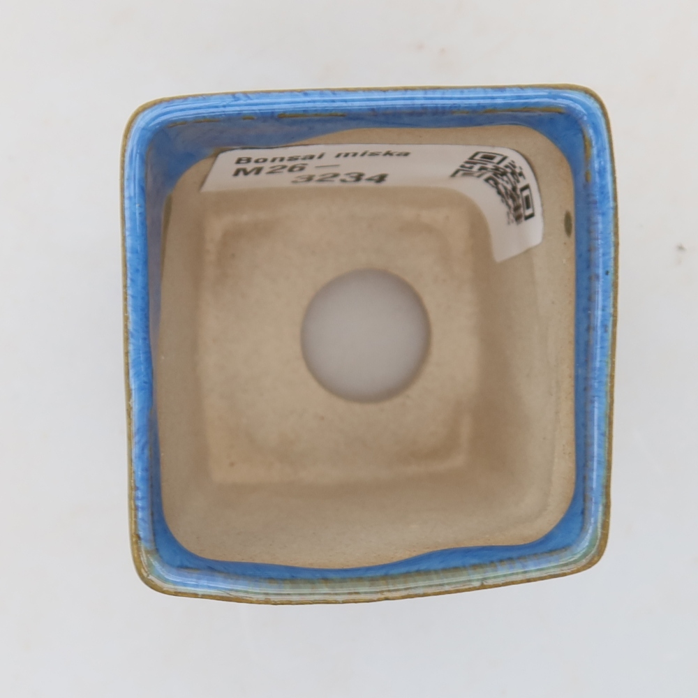 Bonsaischaaltje van keramiek 4,5 x 4,5 x 5 cm, kleur blauw