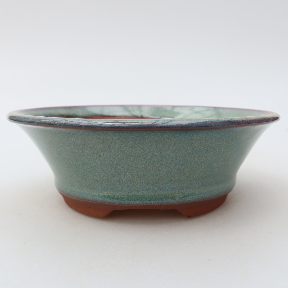 Keramische bonsaischaal 15,5 x 15,5 x 5,5 cm, kleur groen