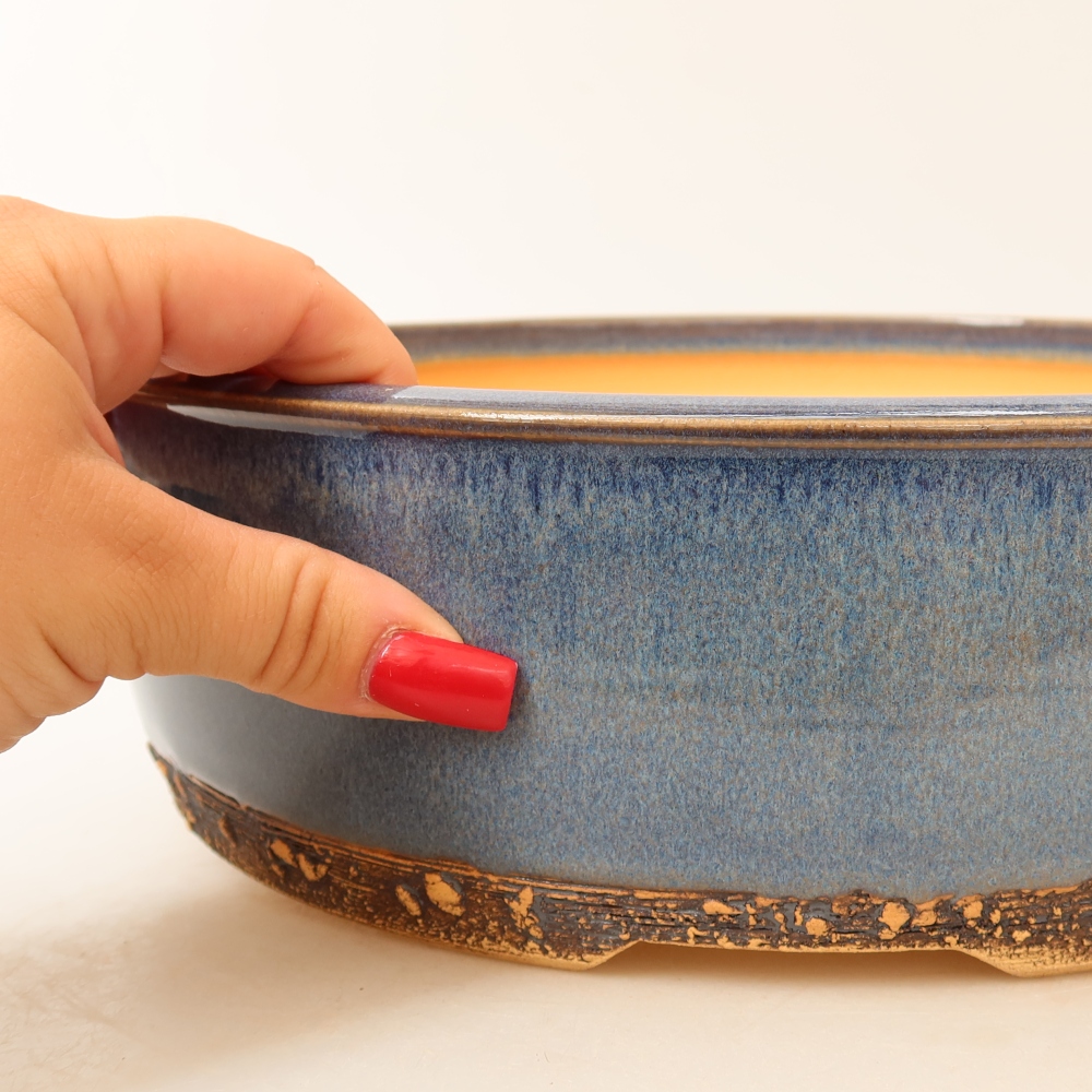 Keramische bonsaipot 27,5 x 27,5 x 8,5 cm, kleur: blauw