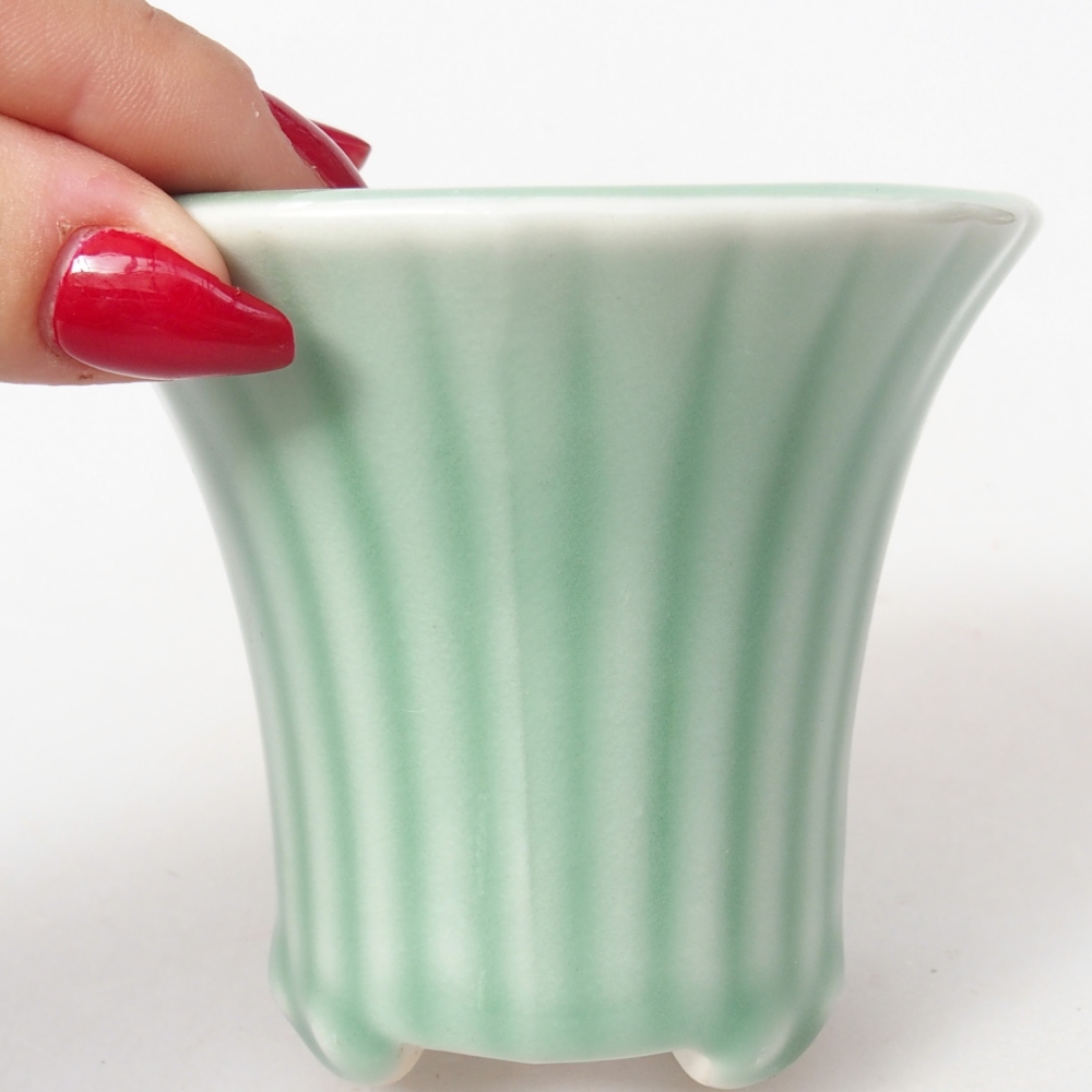 Bonsaischaal van keramiek 9 x 9 x 8 cm, groen