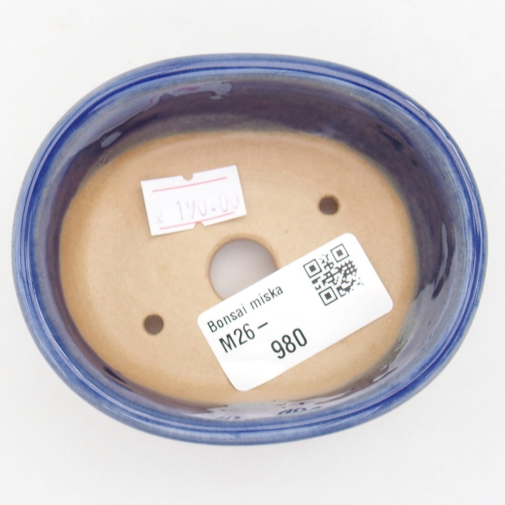 Bonsaischaal van keramiek 9 x 7,5 x 3,5 cm, kleur blauw