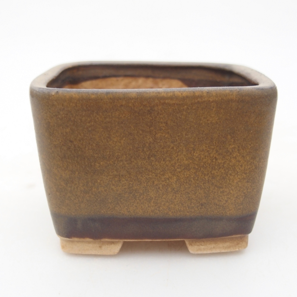 Bonsaischaal van keramiek 6 x 6 x 4,5 cm, bruin