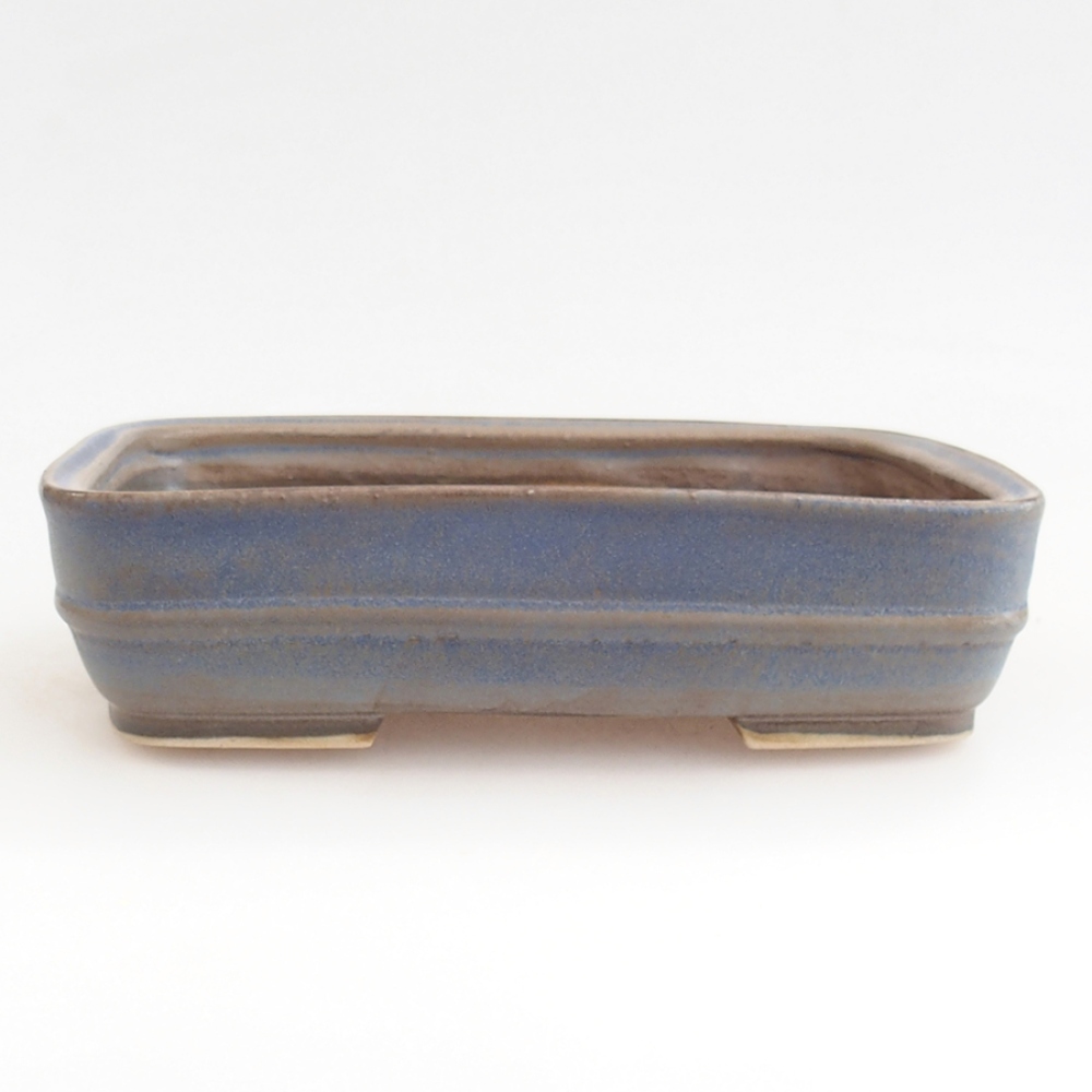 Bonsaischaal van keramiek 21,5 x 17,5 x 5,5 cm, kleur blauw