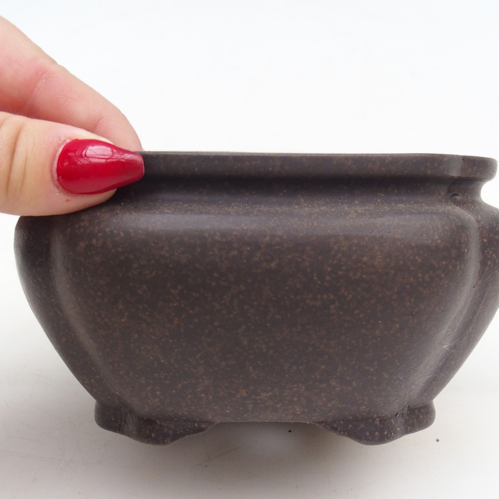 Bonsaischaal van keramiek 12 x 12 x 7 cm, kleur okerbruin