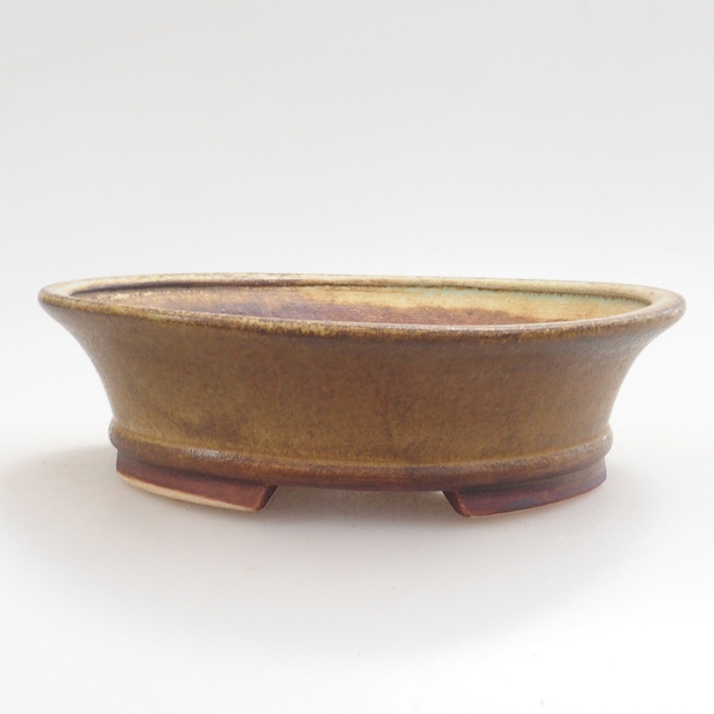 Bonsaischaal van keramiek 10 x 8,5 x 4 cm, bruin
