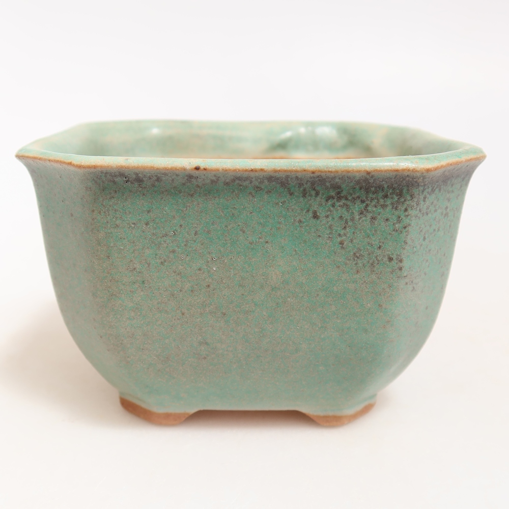 Keramische bonsaipot 10 x 10 x 6,5 cm, kleur groen