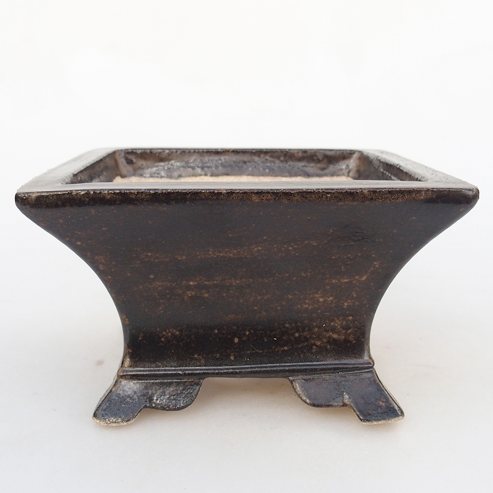 Bonsaischaal van keramiek 13 x 13 x 8 cm, bruin