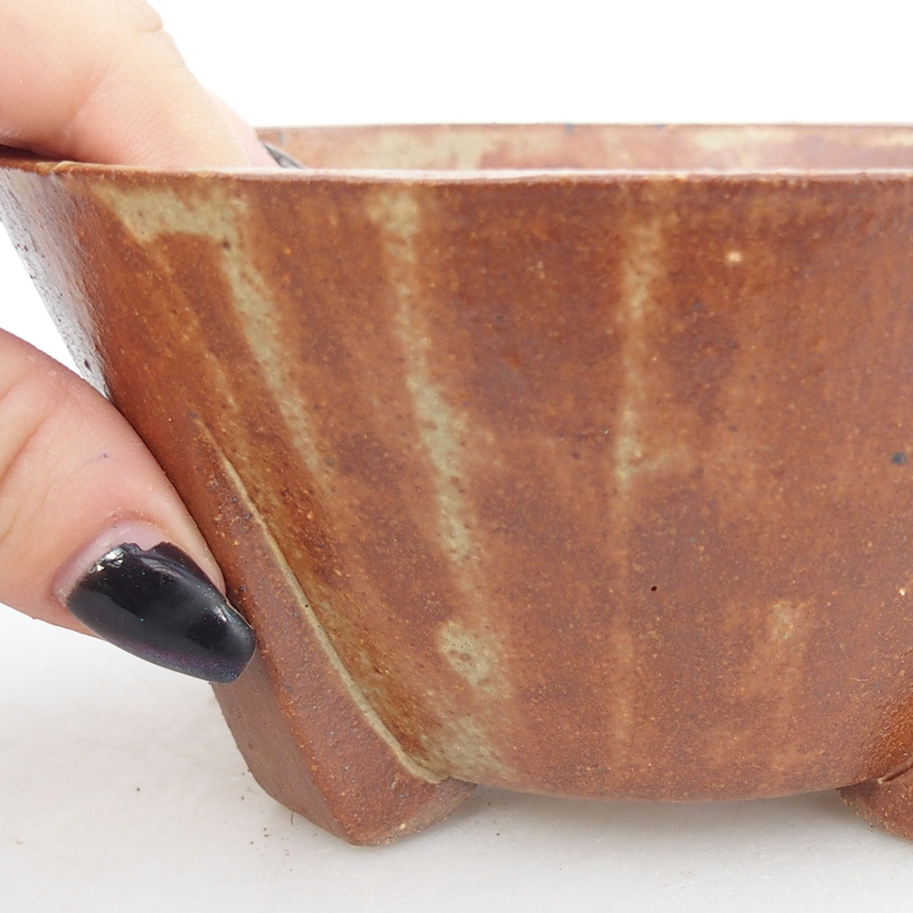 Bonsaischaal van keramiek 13,5 x 13,5 x 6,5 cm, bruin