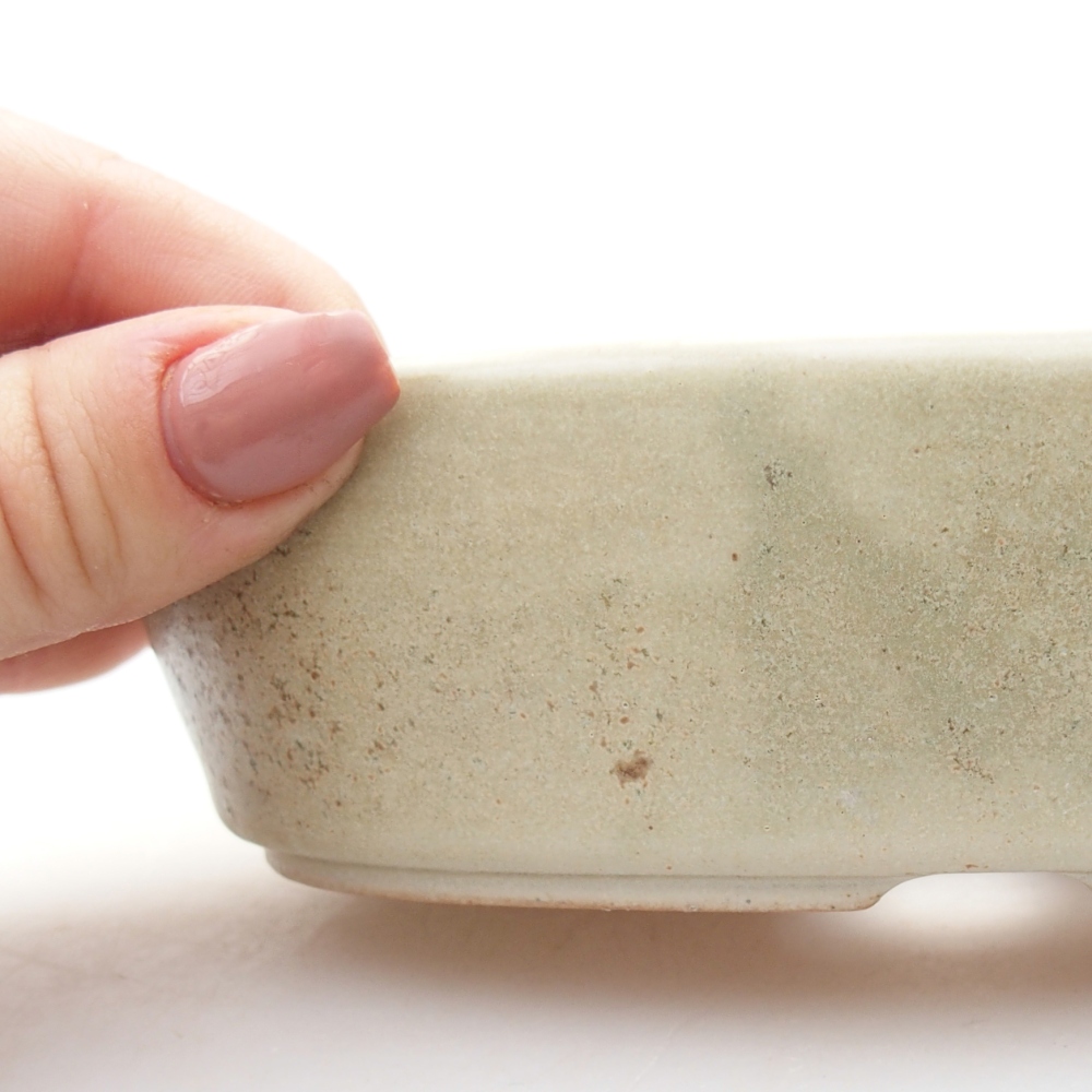Bonsaischaal van keramiek 15 x 9,5 x 4 cm, kleur beige